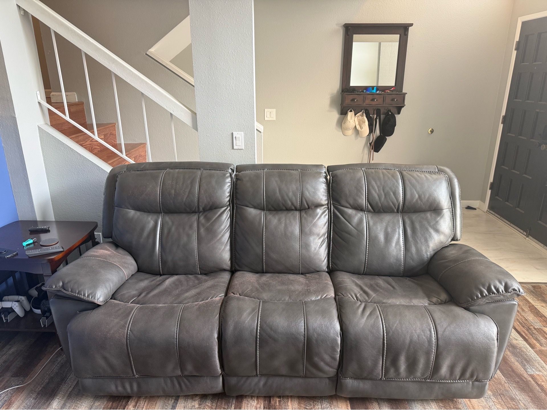 Leather recliner couch