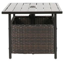 2 Patio Umbrella Side Table Stand, Outdoor Bistro Table with Umbrella Hole
