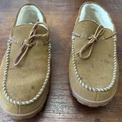 Eddie Bauer Brown Leather Slippers Size 10