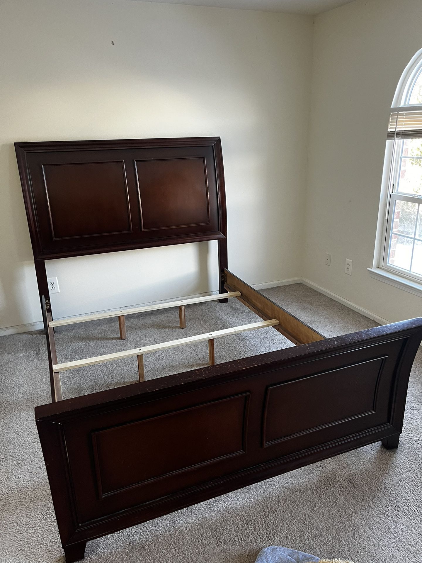 Queen Wood Bed Frame w/ Box Spring