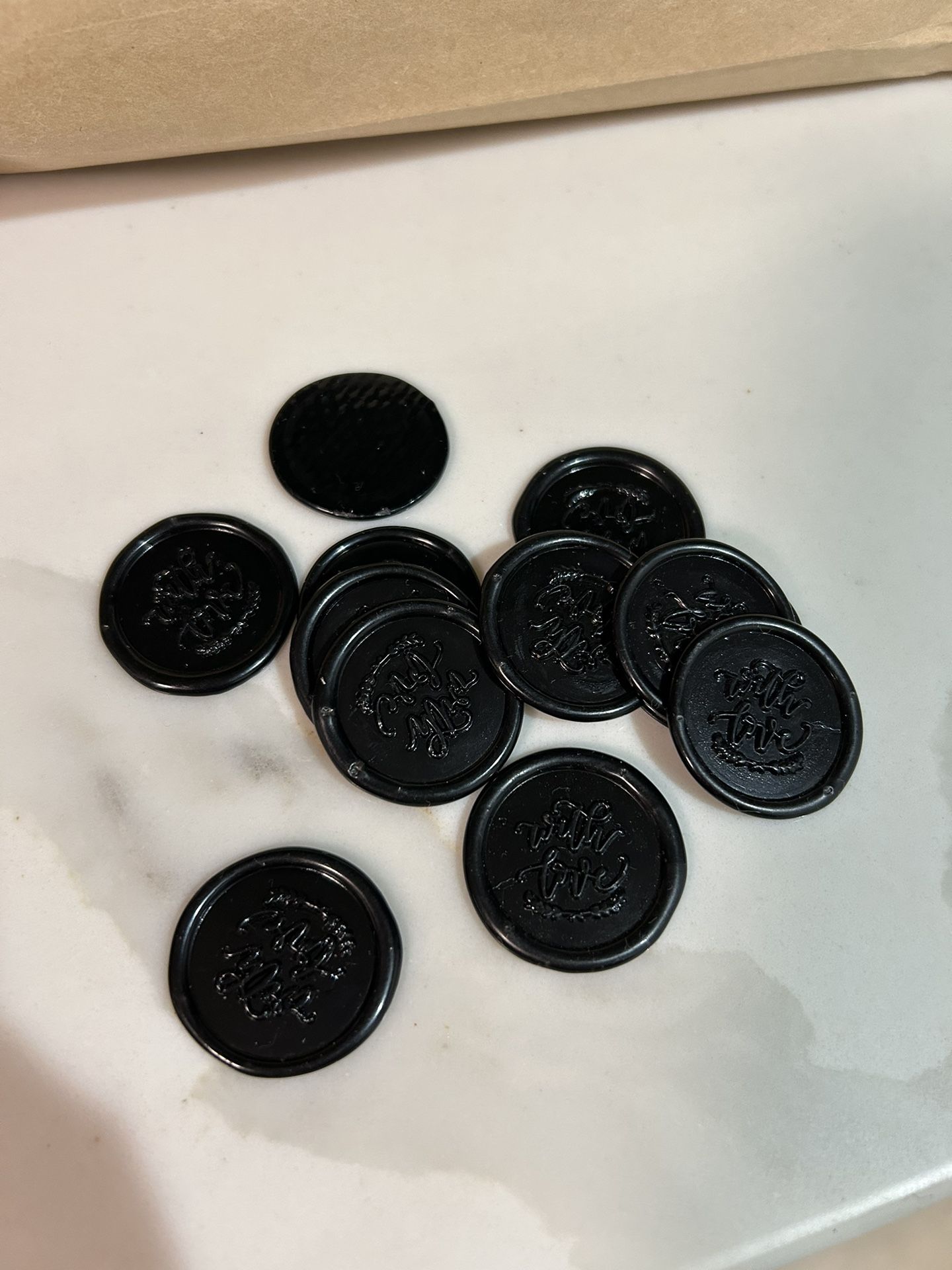13 Black Wax Seals With Sticky Adhesives 