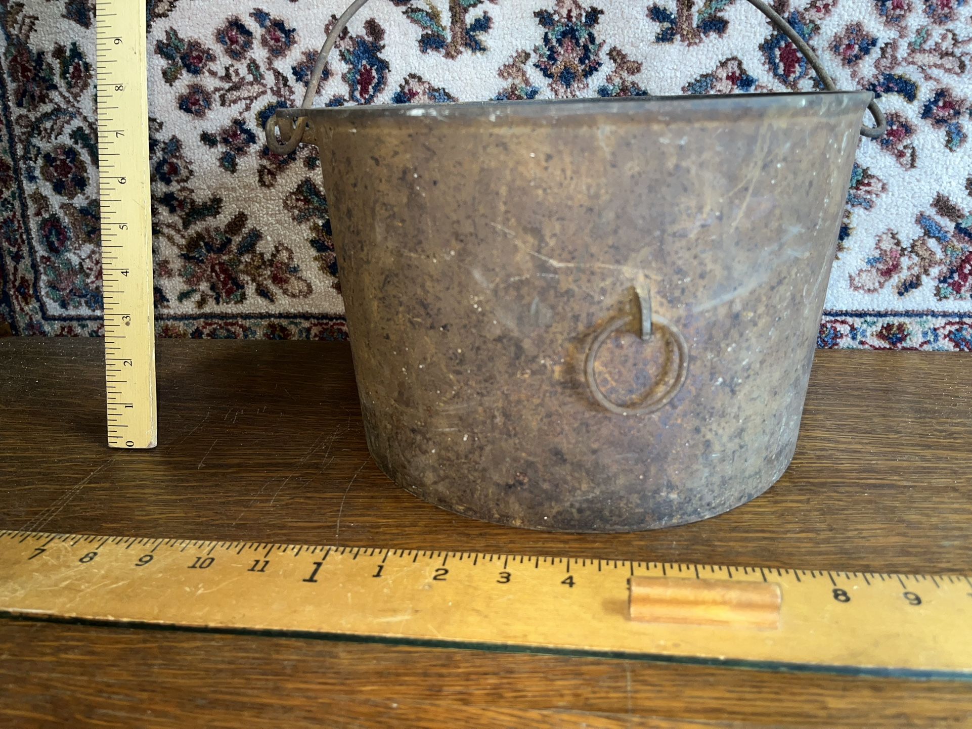 Antique Heavy Iron Cauldron Bucket 