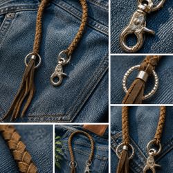 Braided Leather Wallet Lanyard