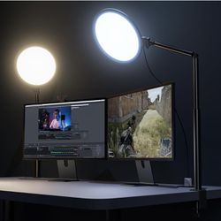 Weilisi 10.2" Desk Ring Light with Stand for Zoom Meetings, Ring Light for Desk with Clamp, 360° Rotate 