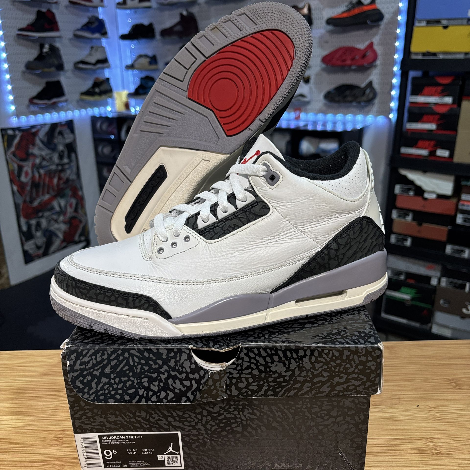 AIR JORDAN 3 RETRO “GREY CEMENT” SIZE 9.5