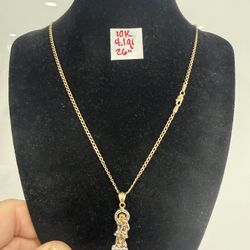 10K Yellow Gold Chain and Pendant For Wedding 4.1Gr 26 Inches Long 