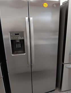 GE Side‑by‑Side Fridge – Stainless, Ice/Water Dispenser