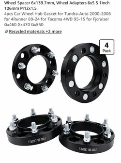 Wheel Spacer 6x139.7mm, Wheel Adapters 6x5.5 1inch 106mm M12x1.5 4pcs Car Wheel Hub Gasket for Tundra-Auto 2000-2006 for 4Runner 89-24 for Tacoma 4WD 