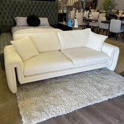 Ivory Boucle Uph. Designer Living Room Set