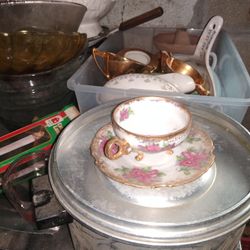Antique  Tea Cup Set - Hand Printed. Original 