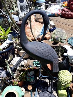 Large cast aluminum crane garden decor