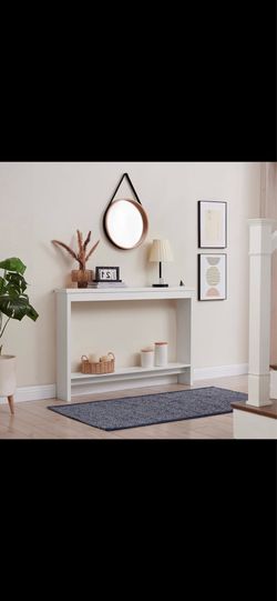 Narrow Sofa Table Outlet USB Port Behind Couch Skinny Console Charging Station Thin Long Slim Entryway Living Dining Room Hallway Entry Hall Bed WHITE