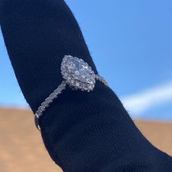 0.45 Ct Marquise Cut Lab Created Diamond Engagement Ring 14k White Gold