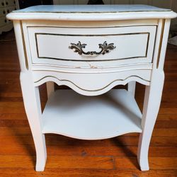 Vintage White Wooden End Side Table Drawer Nightstand 