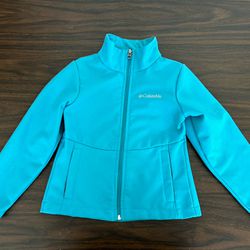 Columbia jacket, girls youth,  XS water resistant softshell fleece lined teal blue