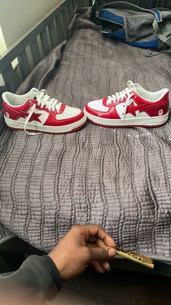 BAPE Sta Low-Top Sneakers Red White size 8/5