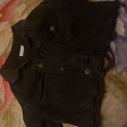 Black Cropped Jean Jacket 