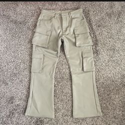mnml leather cargo flare pants grunge skater 