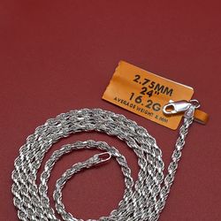 ITALIAN STERLING SILVER ROPE CHAIN – DIAMOND CUT – 24”