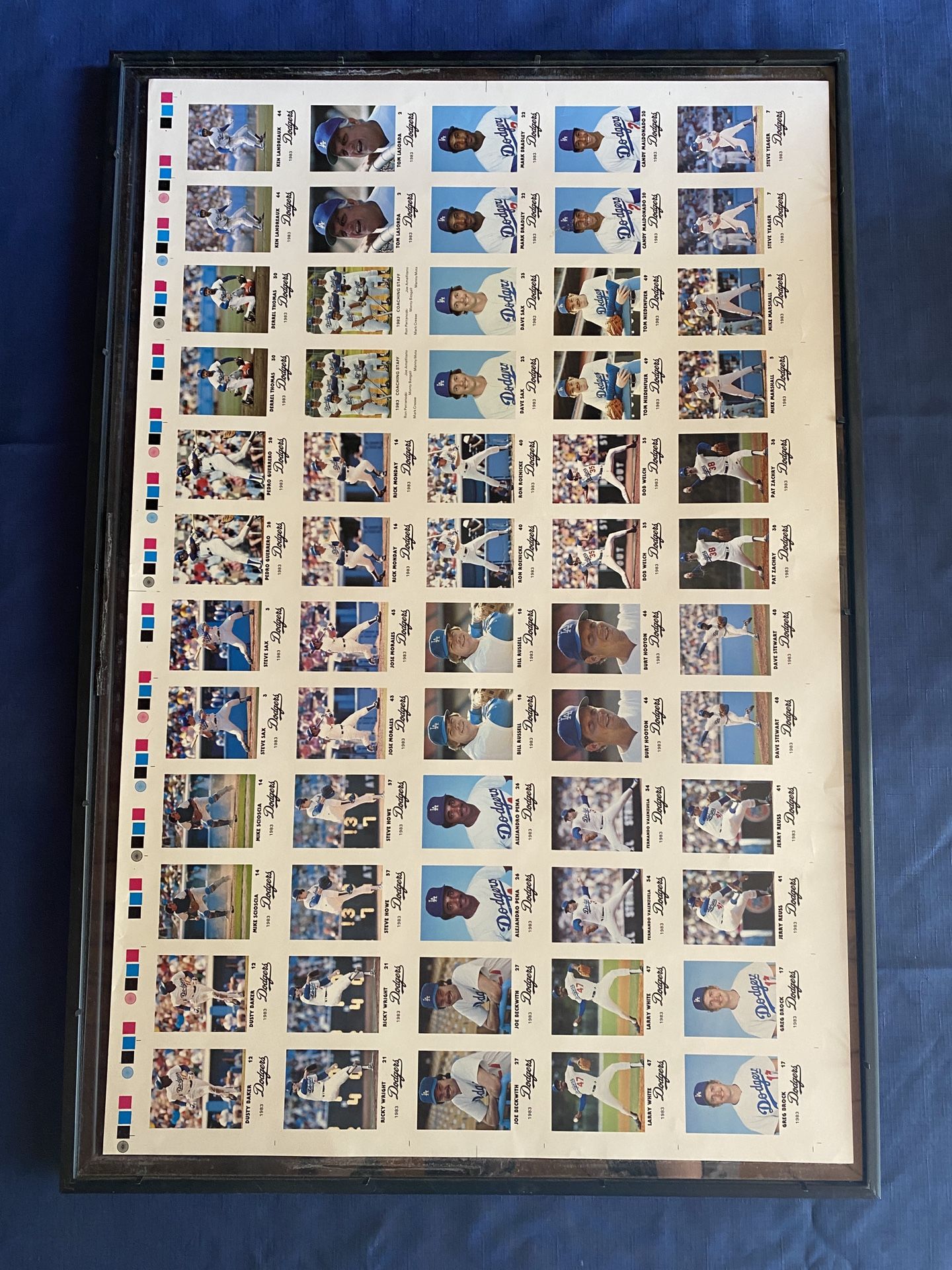 Dodgers 1983 Baseball Cards Uncut Sheet