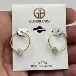 New 925 Sterling Silver Crystal Earrings 