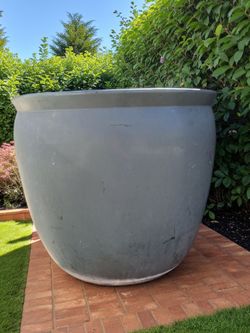 Large Gray Glazed Ceramic Garden Planter Pot