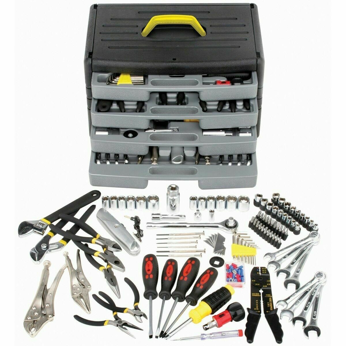 105 Piece Tool Kit w/4 Four Drawer Case - Home/Shop/Garage/Car LIFETIME WARRANTY