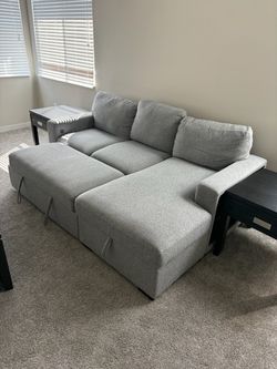 Gray Sectional Sofa with Chaise and Storage
