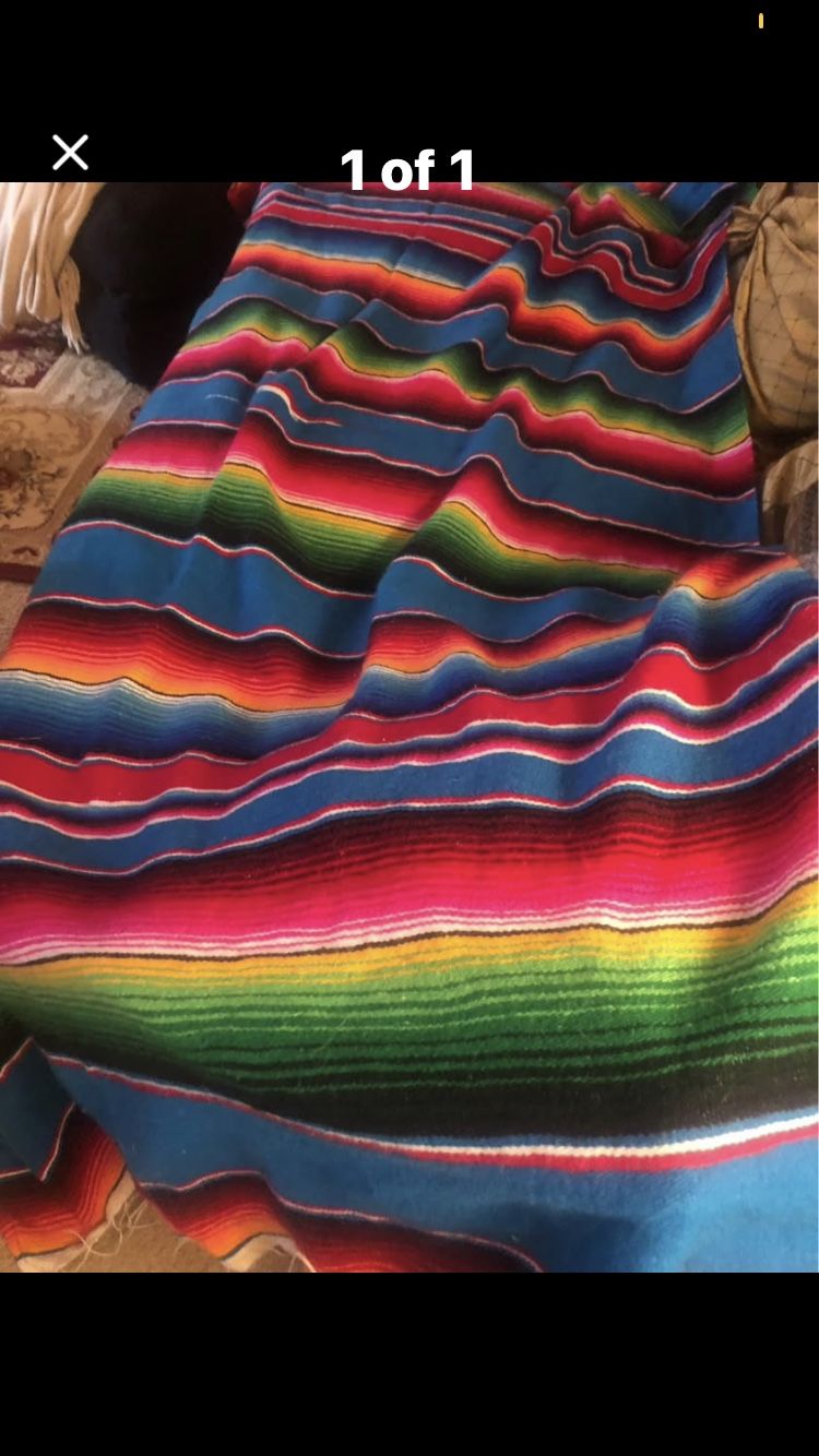 Beautiful Colorful Serape Blanket 