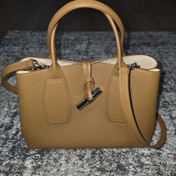 AUTH Longchamp Le Roseau Hobo Extra Small Leather Shoulder Bag ~NIP~ NATURAL