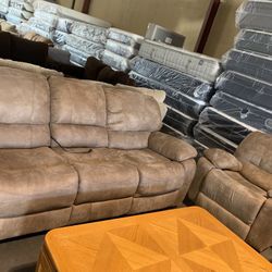 Leather Sofa Set Reclining  Manual 🦖