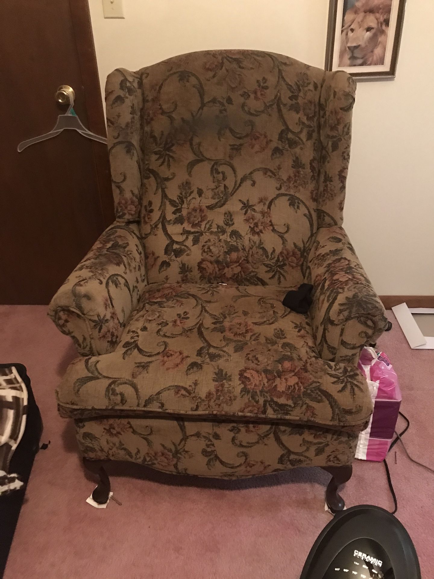 Antique high back chair