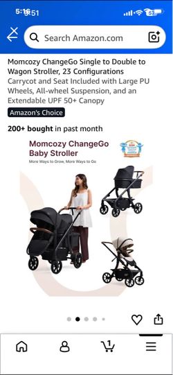 Momcozy ChangeGo Single to Double Wagon Stroller