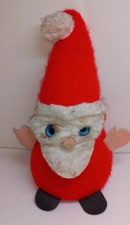 1960s Bean Bag Santa Plush Big Plastic Blue Eyes RARE No Tag