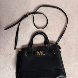 Michael Kors Reed Small Center Zip Logo Belted Satchel.