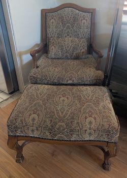 Ethan Allen Plush Chair with Ottoman