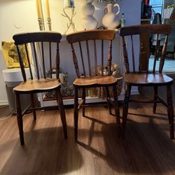 3 Vintage Wooden Chairs 