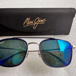 MAUI JIM MJ 555-17M SILVER BLUE HAWAII POLARIZED SUNGLASSES (NEW)