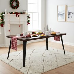 Stan Rectangular Dining Table with Wood Top & Black Metal Legs