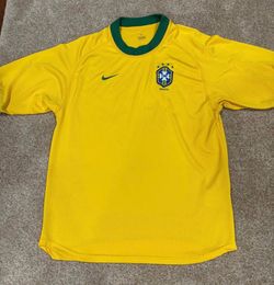 World Cup Vintage Nike Brazil CBF Soccer Jersey Yellow Green Dri-Fit Men’s Small