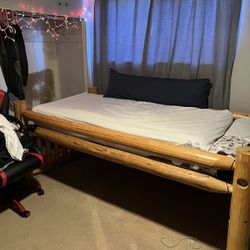 Rusty Pine Wood Bed Frame