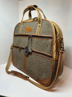 Ventura Tweed and Leather Carry On Overnight Travel Bag Suitcase Luggage Duffel