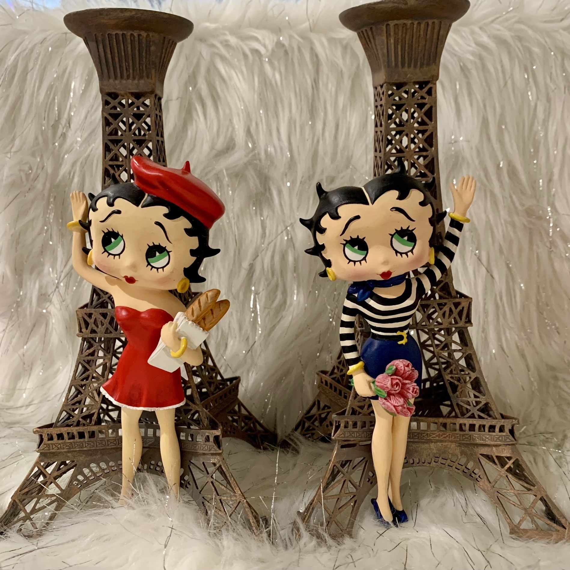 Betty Boop In Paris Candlestick Holders by The Danbury Mint for