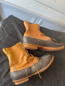 Vintage 1980's L.L. Bean Brown Leather Rubber Rain Snow Boots Men's US Size 13