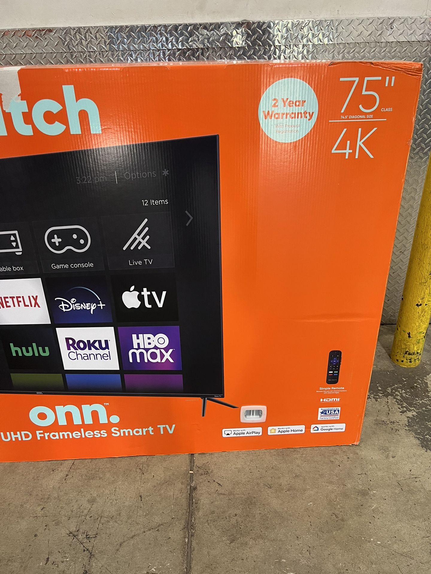 Onn Tv 75” Smart 4K With Roku