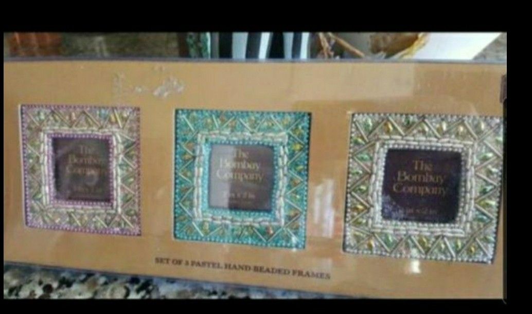 NEW The Bombay Company Hand Beaded Frames - Set of 3