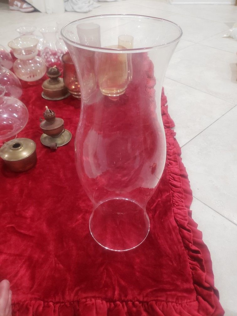 RARE LARGE 16" CLEAR REPLACEMENT GLASS HURRICANE CANDLE-OIL LAMP CHIMNEY GLOBE SHADE