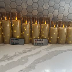 9 Flameless Candles Gold