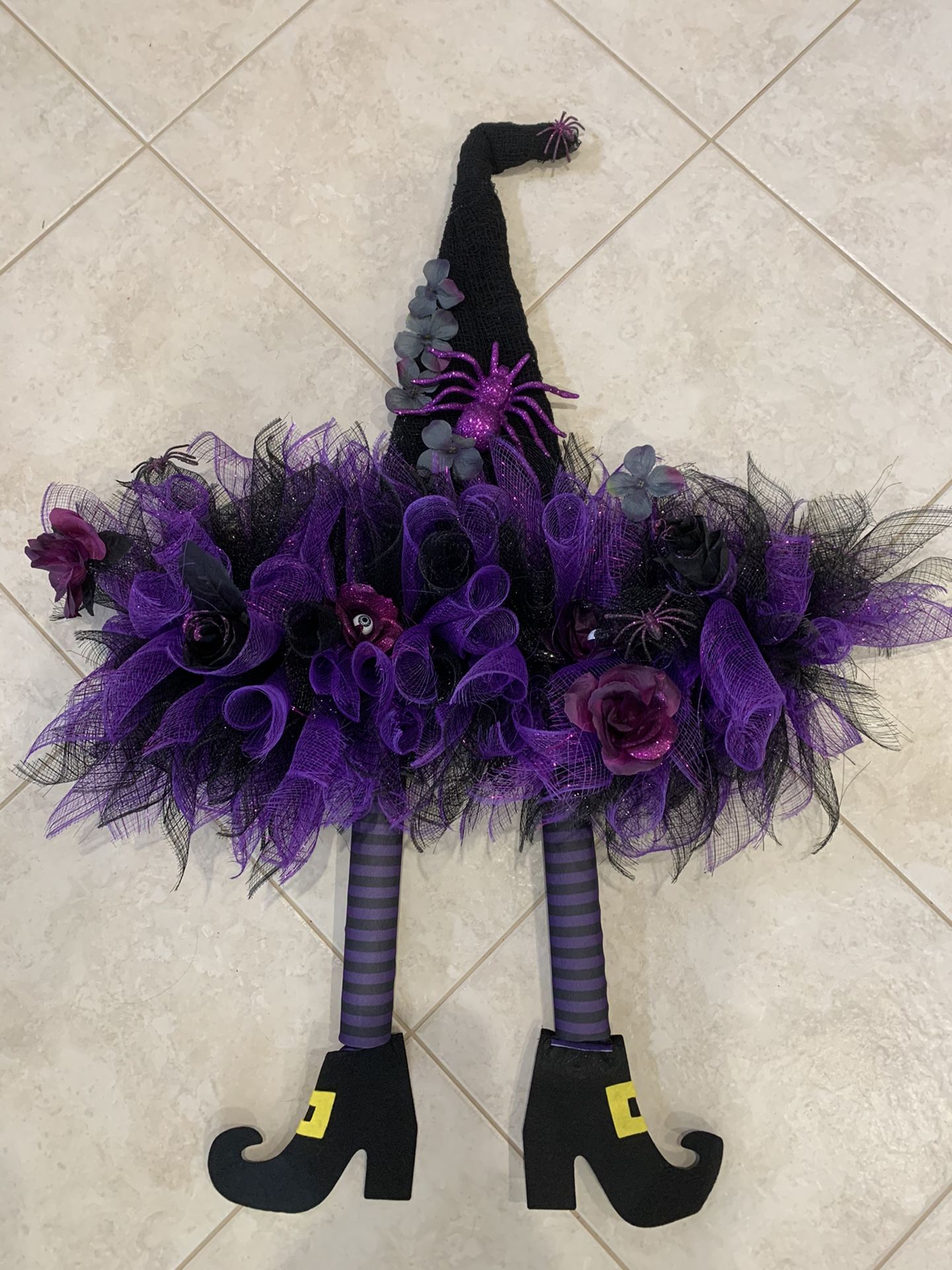 Reduced price. Handmade Halloween Witches Hat Wreath