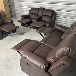 Brand New Reclining Couch Loveseat And Chair Set